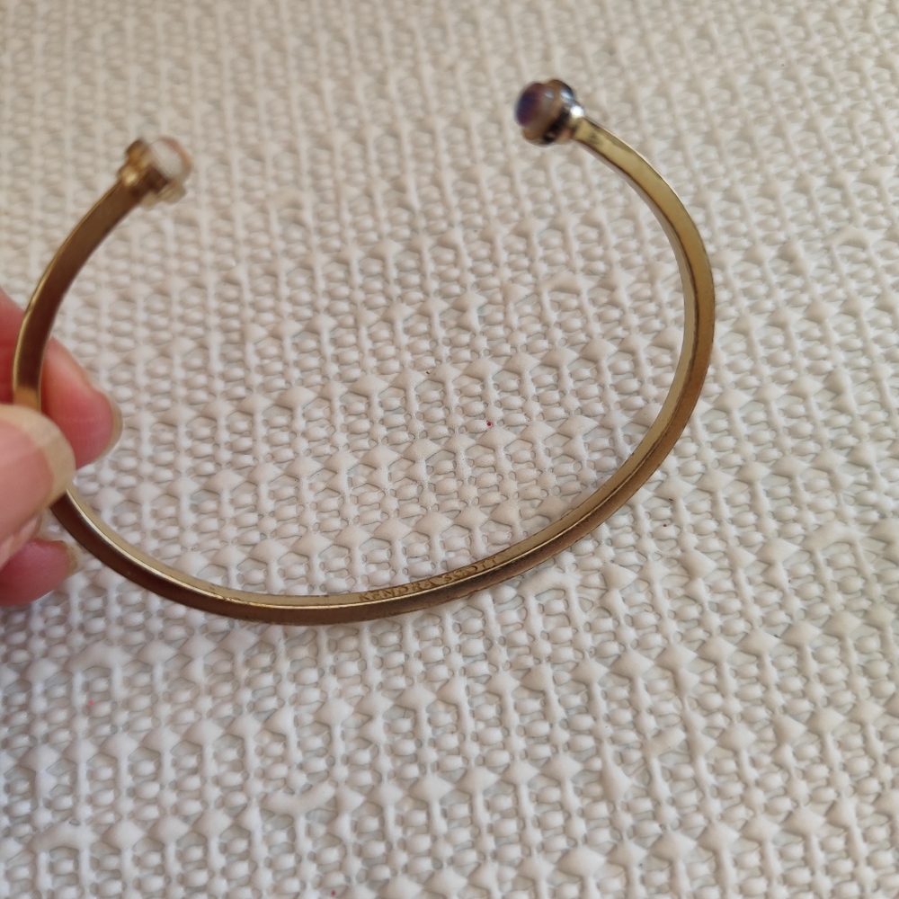Kendra Scott Bracelet Antique Thin Cuff Wrist Band Bangle Gold Tone